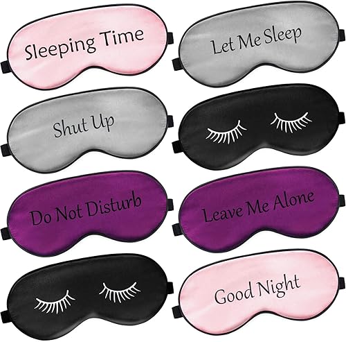 Miniatura 7 de 8 piezas de antifaz de seda para dormir con correa ajustable, suave opaca, para mujeres y hombres, noche completa de sueño, viajes, siesta,