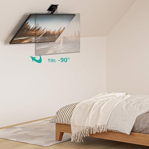 Miniatura 3 de WALI Soporte plegable para TV de techo, soporte giratorio y abatible para pantallas planas de 17 a 42 pulgadas, altura ajustable de ahorro de