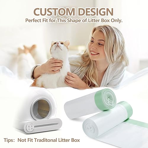 Miniatura 2 de 60 bolsas de arena autolimpiantes, bolsas de basura para mascotas con cordón resistente para limpieza automática de caja de arena para gatitos, 19 x