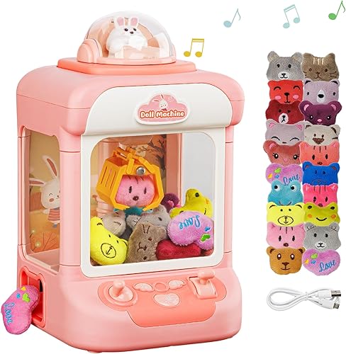 SOCBTNSO Máquina de garras para niños, mini conejo dulce expendedor de arcade, regalo para niñas, niños, dispensador de premios de volumen