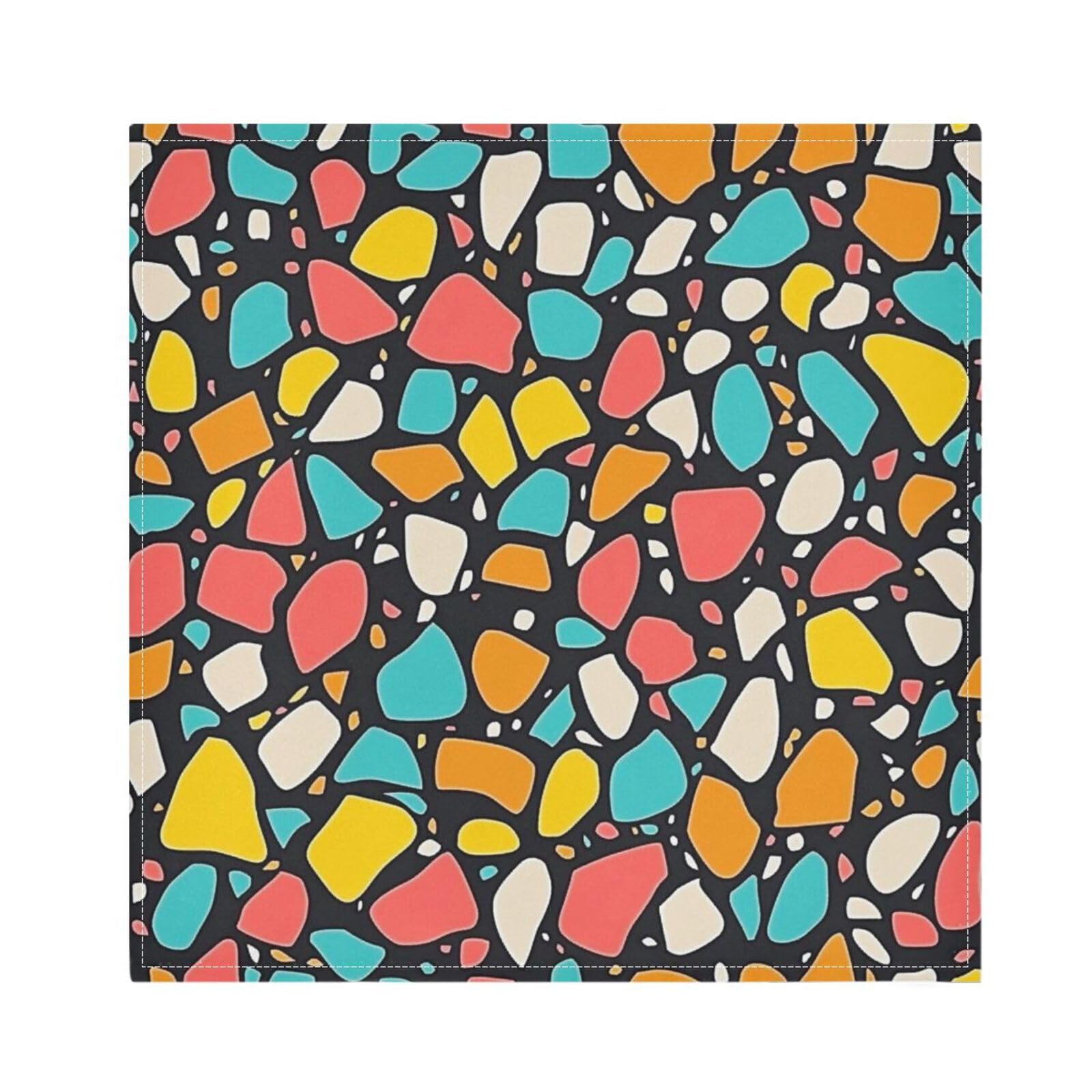 Ttgoth Terrazzo Cloth Napkin Set of 6 Washable & Reusable Dinner Napkins for Dining Table, Banquets, Wedding, Party, 50x50 cm