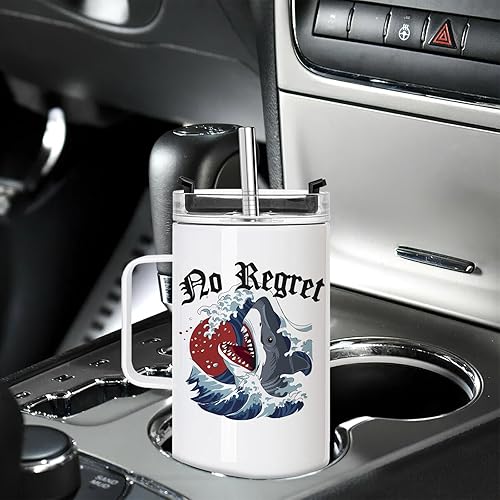 Miniatura 5 de XccMe Vaso de sublimación de 30 onzas en blanco con asa, paquete de 4 vasos de viaje de acero inoxidable con tapa a prueba de fugas y popote