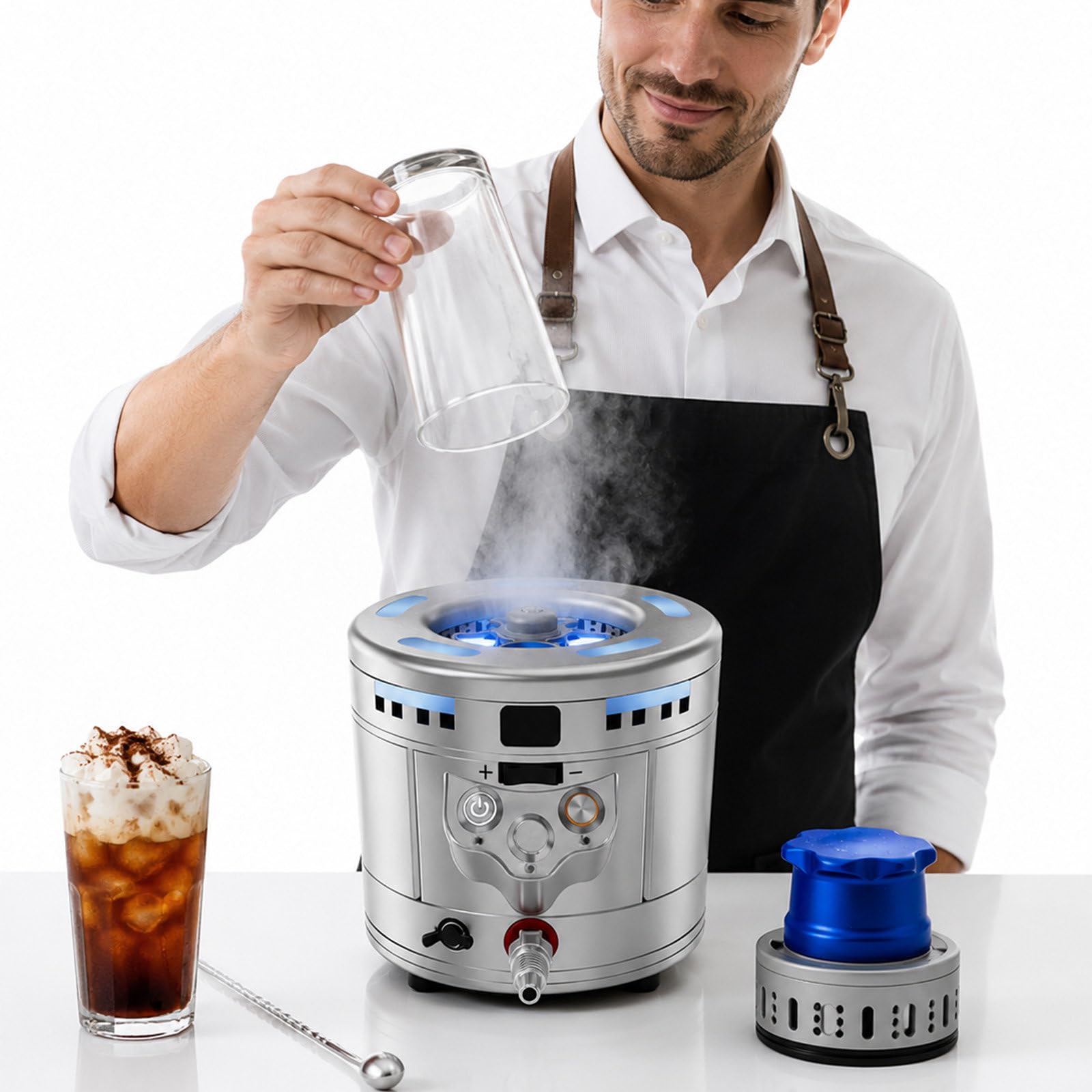 agreilduite Instant Dry Ice Maker Machine,12s Dry Ice & 5s Glass Chiller, Portable Drink Cooler & Glass Froster, 2 In 1 Dry Ice Maker Glass Chiller For Bartenders, Bar, Restaurant, Hotel, Party