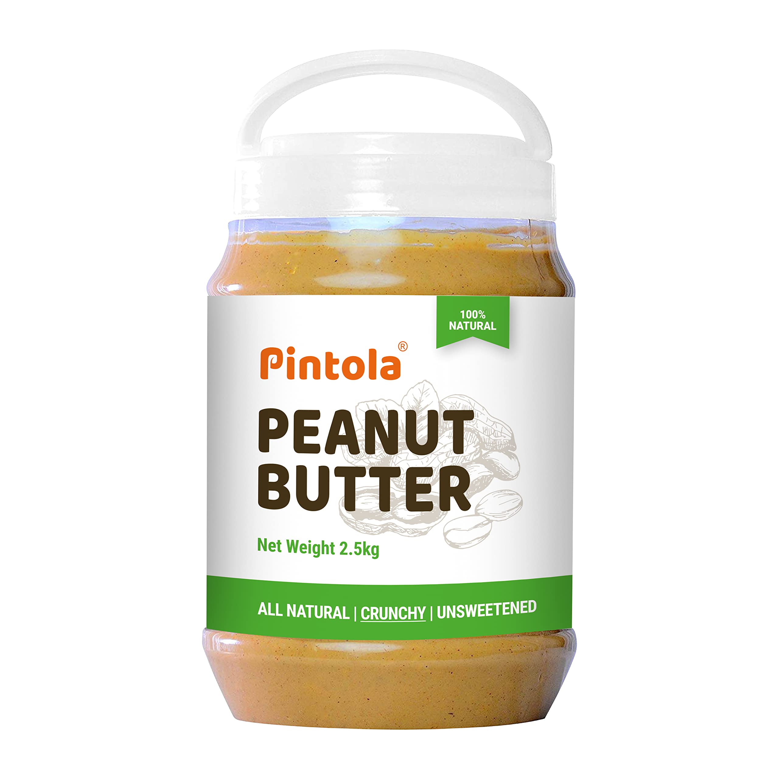 Buy Pintola All Natural Peanut Butter Crunchy 2.5kg Unsweetened 30g