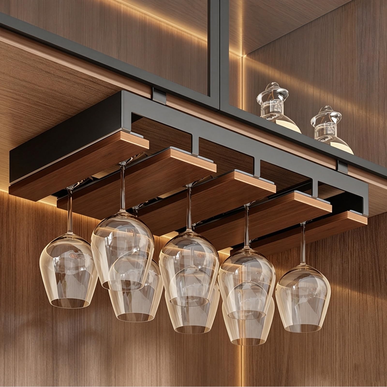 YXLLGS Under Cabinet Wine Glass Rack, Hanging Stemware Holder