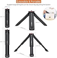 Vista 2 de UURIG TP05 Mini trípode extensible para cámara, portátil, mango para selfie, trípode de cámara web de escritorio con tornillo de 1/4 pulgadas