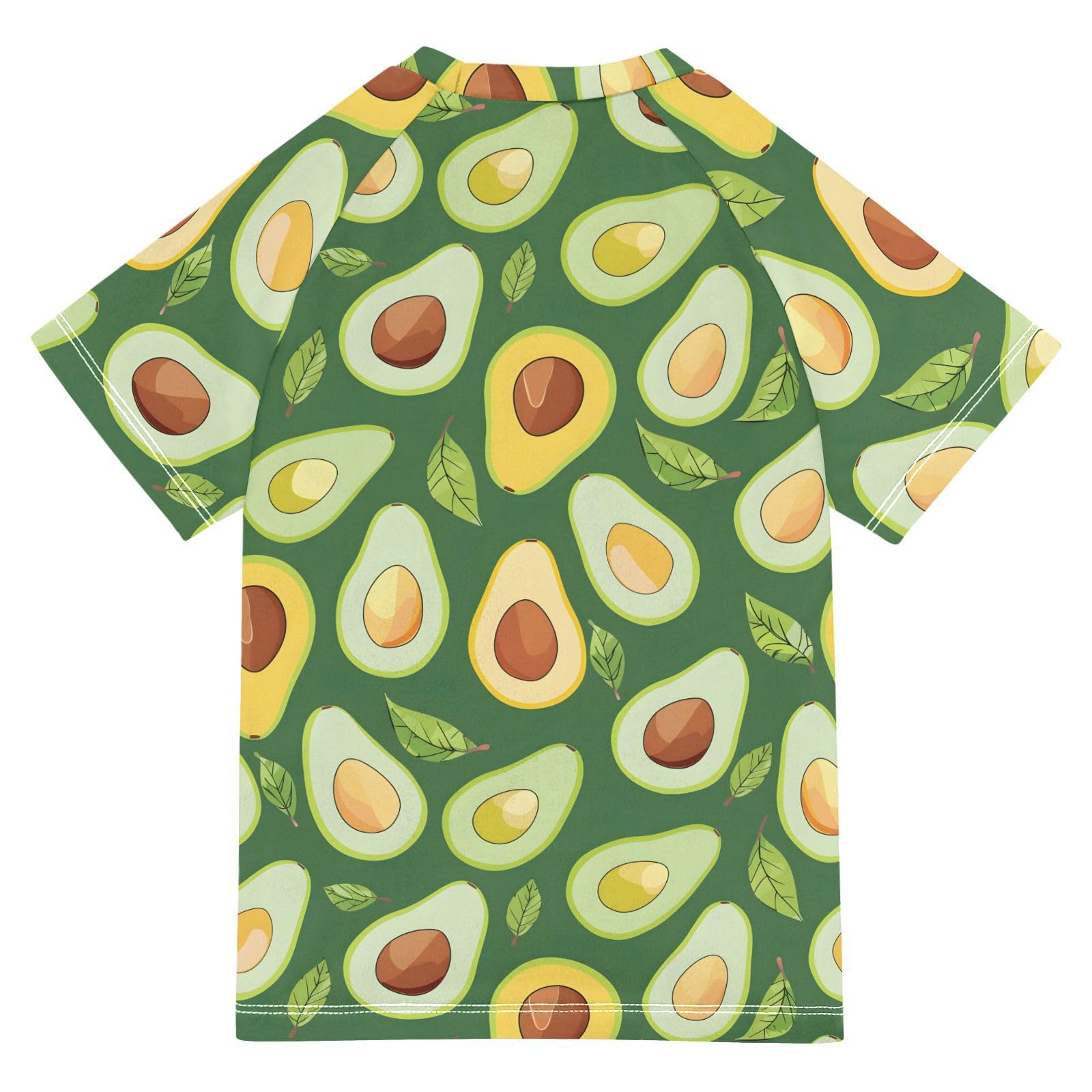 ALAZA Kids Rash Guard Boys Toddler Swim Shirts Short Sleeve Avocado Green Cute UPF 50+ 3T