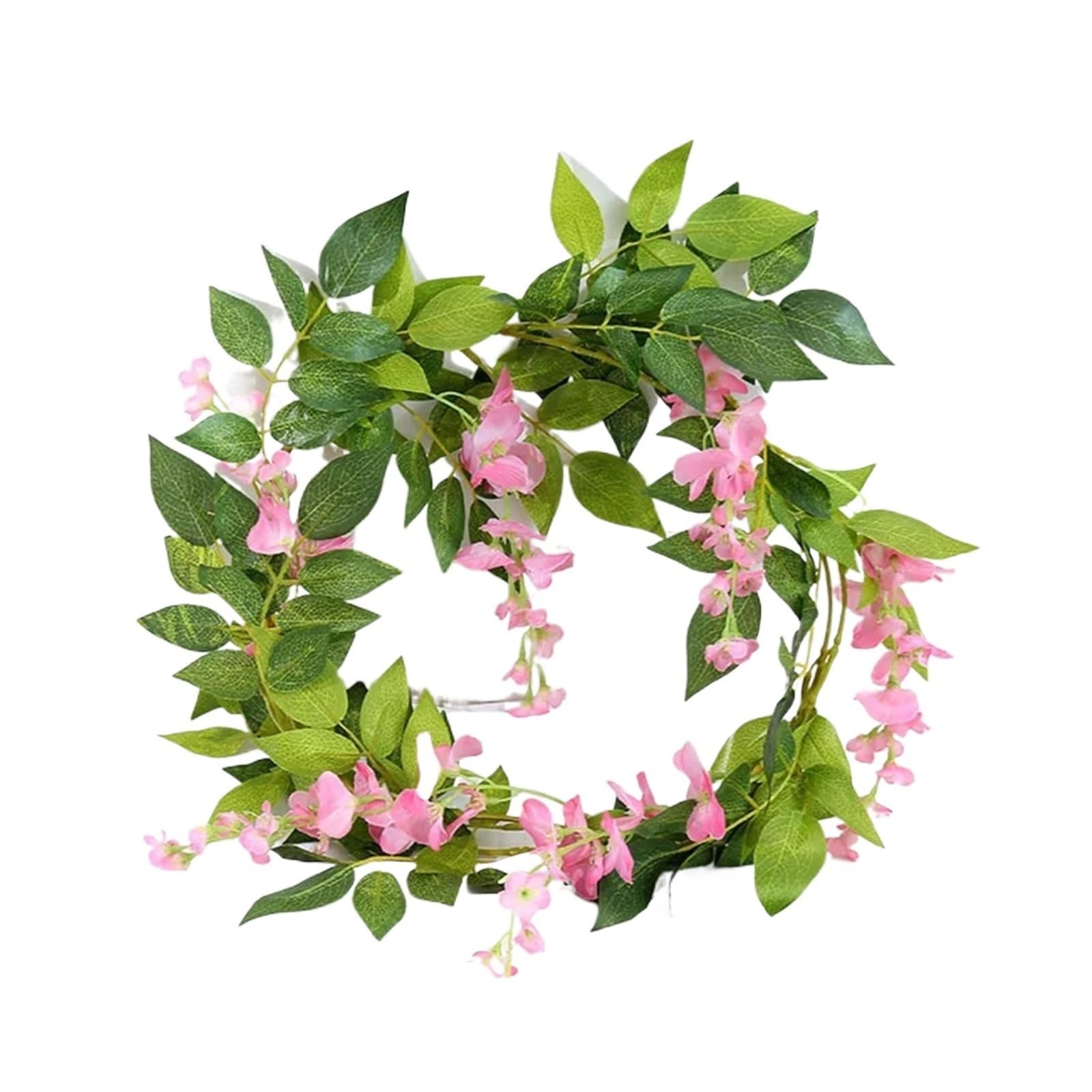 220 cm Seidenrosen-Hochzeitsdekorationsrebe | Künstlicher Blumenbogen mit Wandgirlande aus grünen Blättern