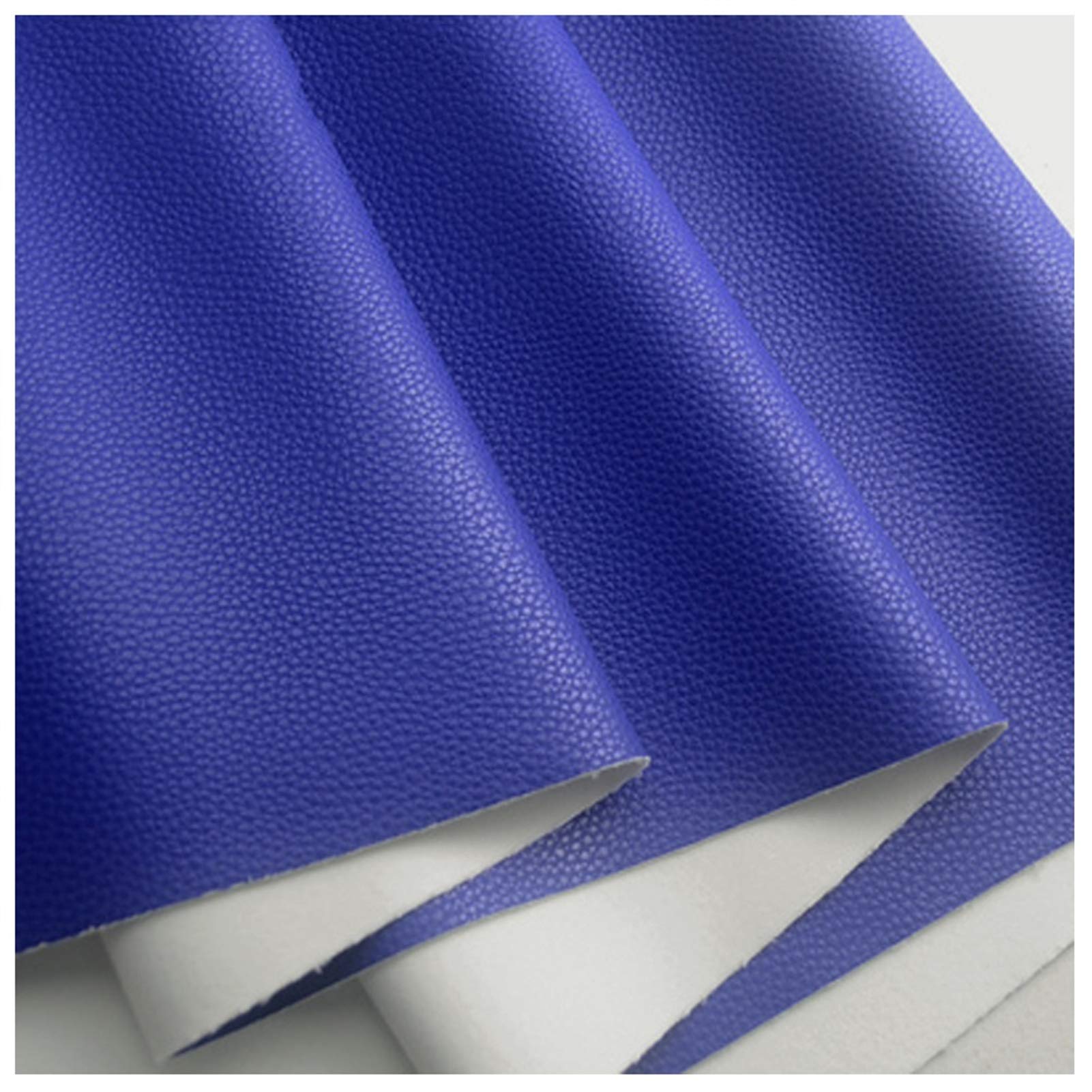 Tela de piel sintética azul real de 100 cm x 1380 cm, hojas de material de piel sintética para tapicería, manualidades, costura, sofá, bolso (tamaño: 1,38 x 4 m, color: azul rey)