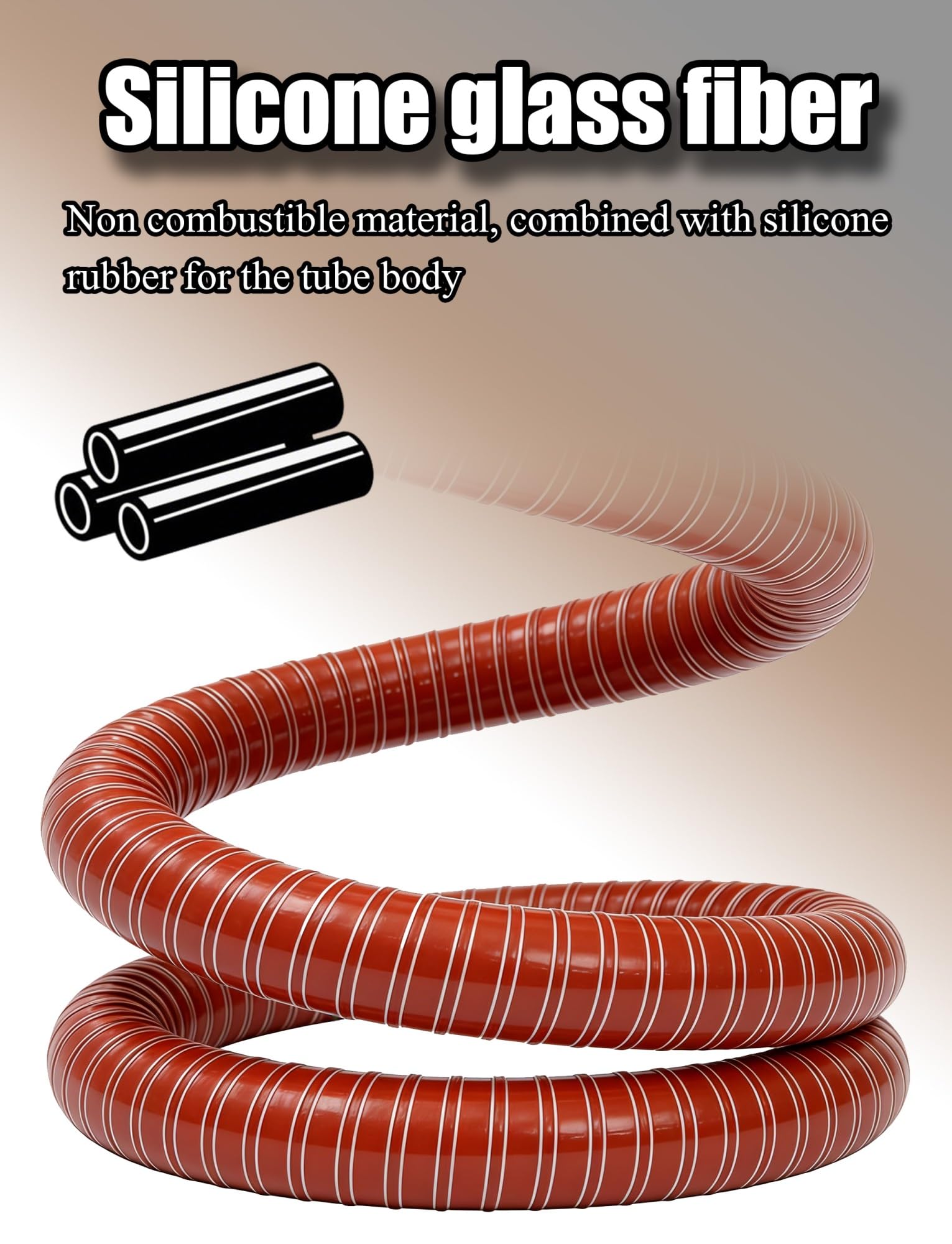 Manguera de conductos de silicona roja de alta temperatura | Conducto flexible de fibra de vidrio ignífugo reforzado con alambre de acero for uso industrial(1.77in/4.5cm,157.48in)
