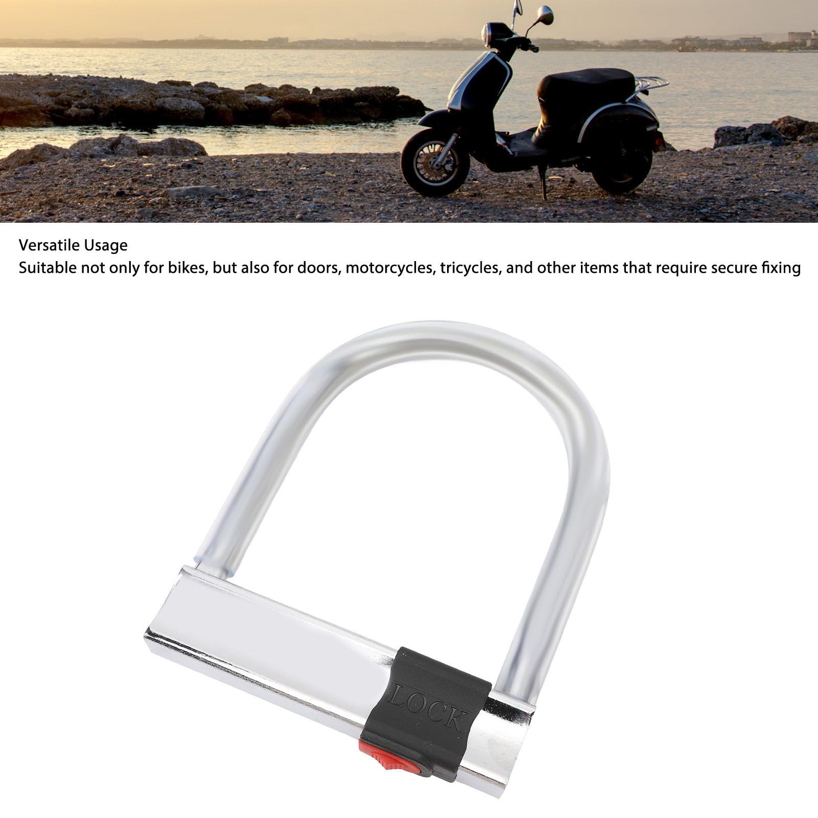 Lucchetto a U per Bici in Acciaio al Carbonio, Lucchetto a U di Sicurezza Antifurto Resistente e Resistente con 3 Chiavi, per Bici elettriche, Motociclette e Tricicli