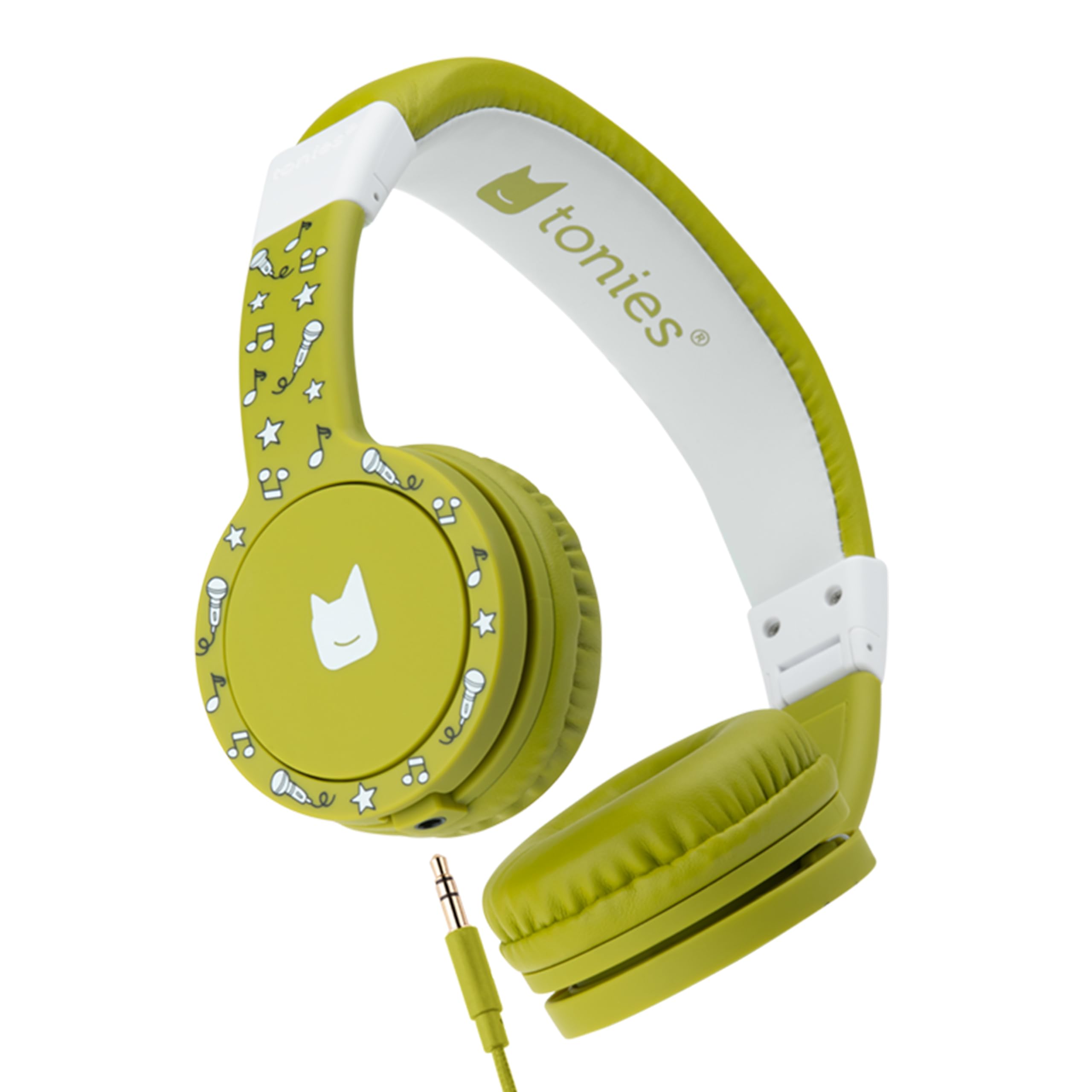 Tonies Foldable Wired Headphones for Kids - Comfortably Designed to fit On-Ear - Works with Toniebox 1 and All 3.5mm Devices - Green