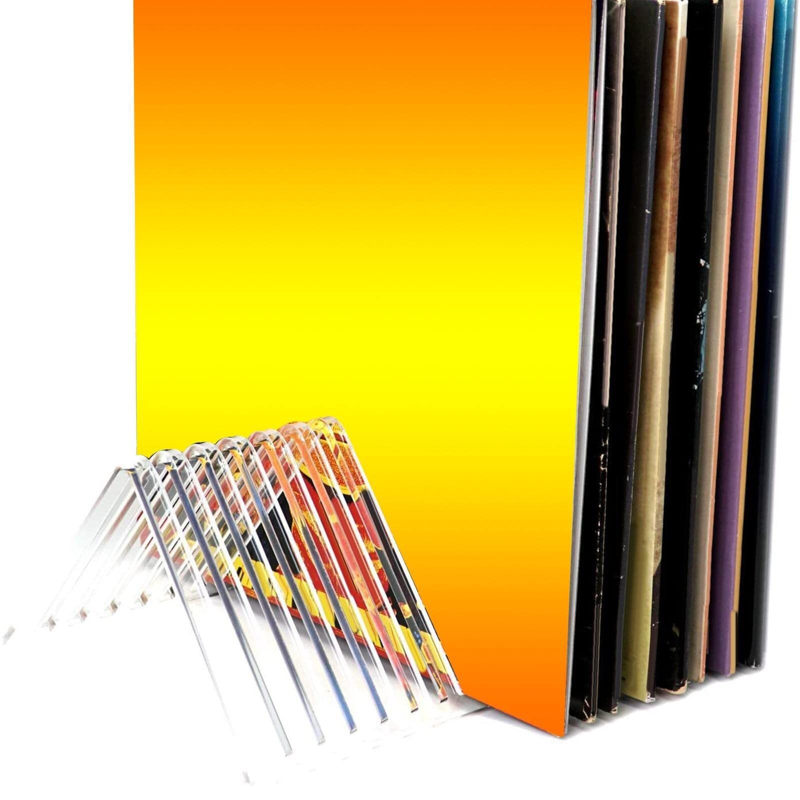 CD Box Supporto triangolare for dischi in vinile, scaffale for display in acrilico trasparente, supporto verticale da tavolo for vinili, può contenere fino a 12 album LP Porta CD e porta DVD
