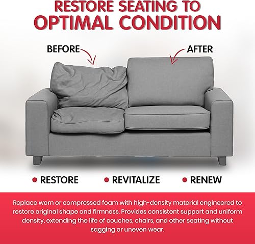 Miniatura 5 de Foamy Foam Alta densidad de 6 pulgadas de grosor, 30 pulgadas de ancho, 72 pulgadas de espuma de tapicería de largo, reemplazo de cojín