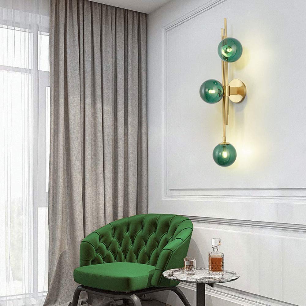 Ściana światła lampa ścienna Prosta salon Kreatywna szklana lampa ścienna Nordic Ażle Sypialnia Lampa nocna Badanie Niebieska lampa ścienna do domu, willi, bar, restauracje czytanie światła