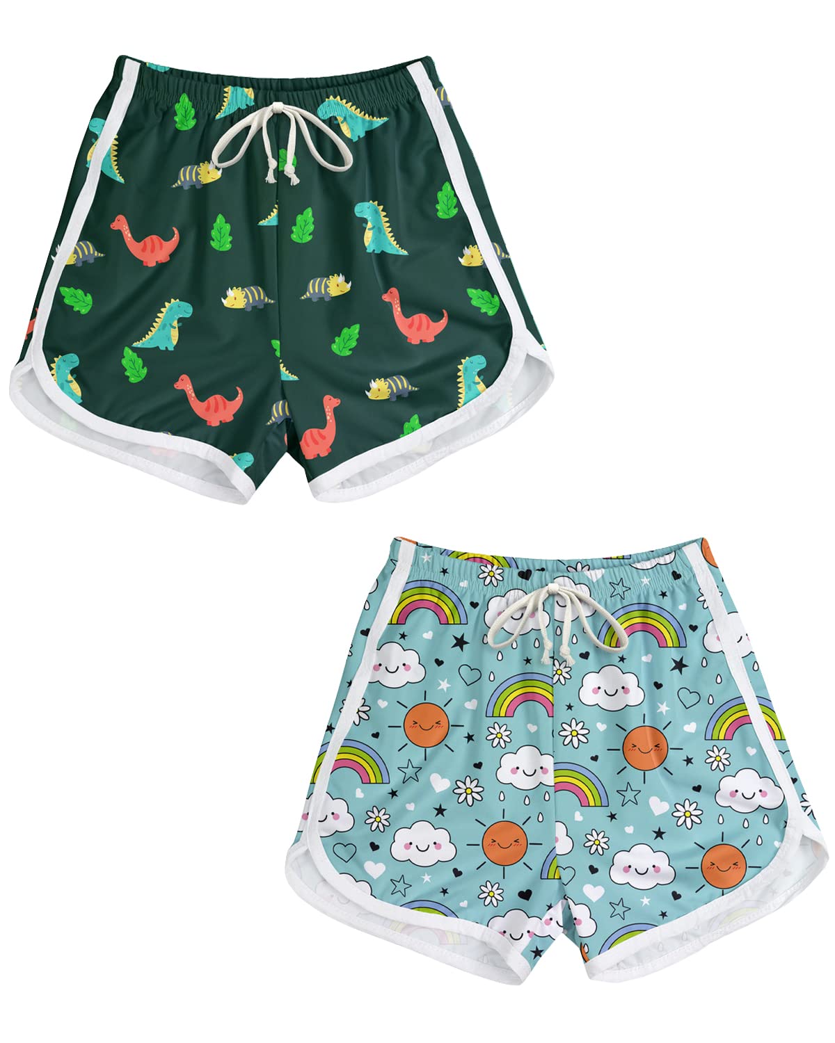 ARTMINE Boys' Swim Trunks 2-Pack Quick Dry Board Shorts Bathin Trunks