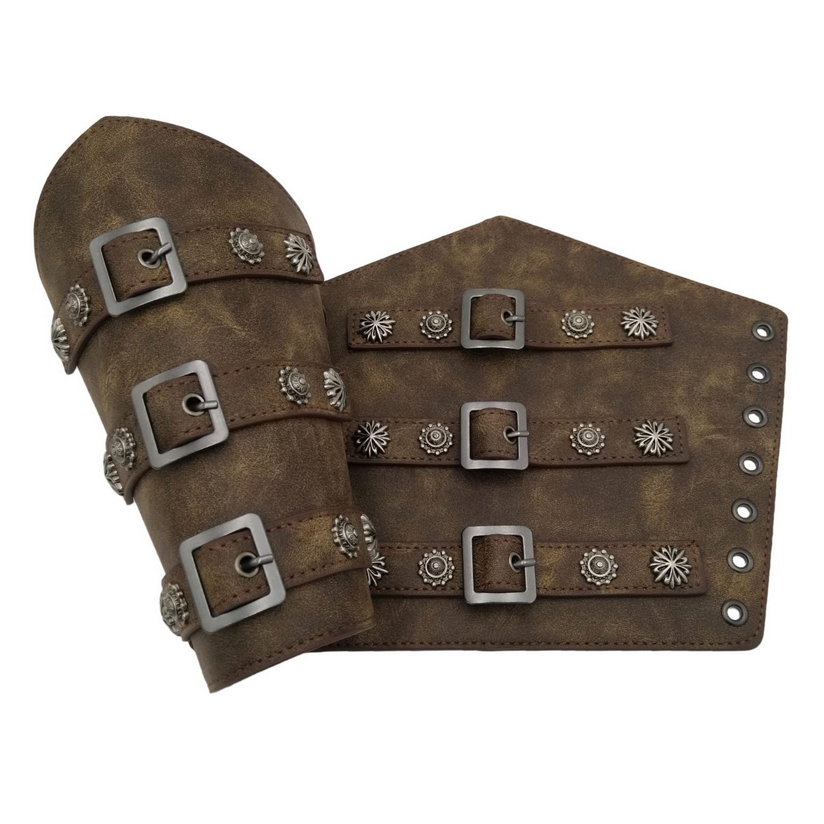 COSFAN Brassards Rétro Armure Médiévale Brassard Pour Le Tir Chasse Médiévale Renaissance Pu Brassard En Cuir Viking Punk Gothique Bras Gardes Gauntlet Brassards Armure De Chevalier Réglable