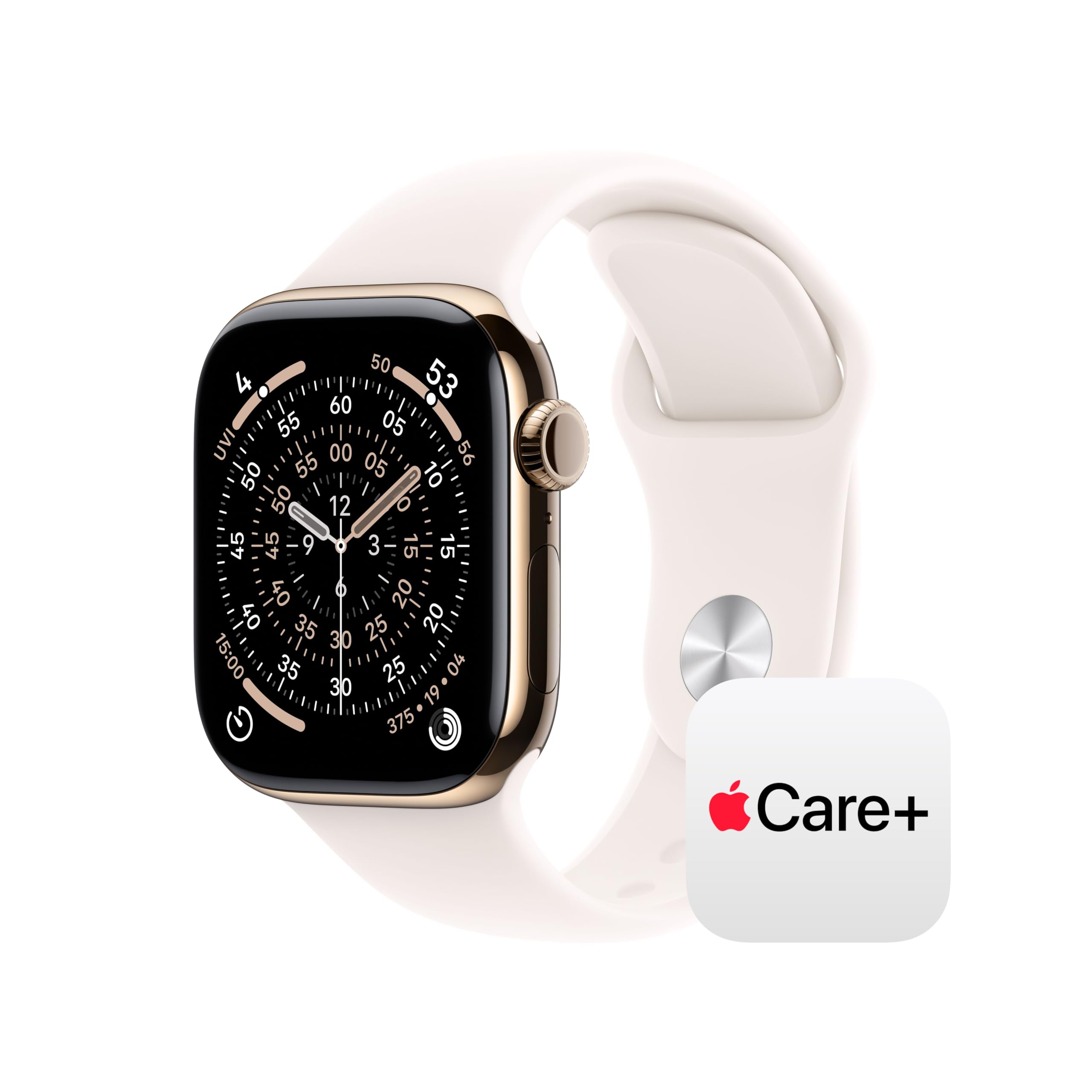 Apple Watch Series 11 GPS + Cellular 42mm Gold Titanium Smartwatch with Light Blush Sport Band | Health Monitoring & Hypertension Alerts - main product image