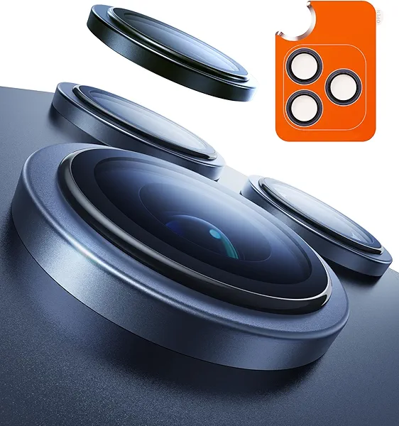 TORRAS 3-Year Ultimate Durability for iPhone 17 Pro Max/17 Pro Camera Lens Protector-1:1 Invisible Fit & Ultra Clarity, Military-Grade 9H+ Aerospace Glass Anti-Scratch Easy Installation,Deep Blue