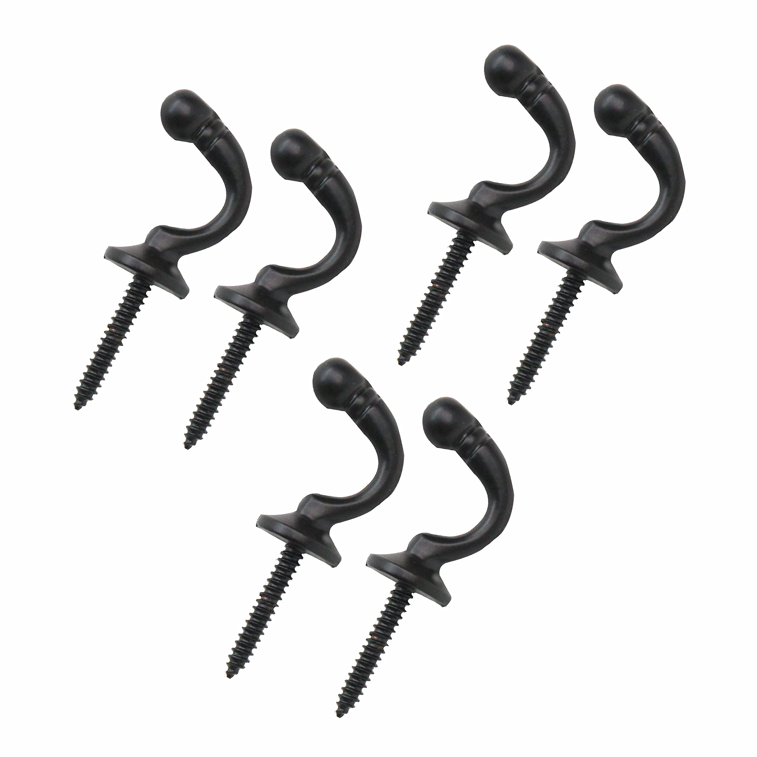 SUL Curtain Hold Tie Backs Black Hooks, U Shaped Wall Mounted Black Ball End Curtain Tiebacks Hook, Curtain Hold Back Hook Tassel Drapery Holder for Curtains Clothes Coat Hanger Hook (6)