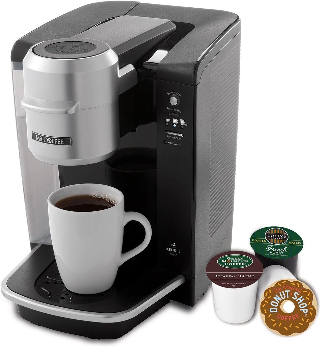 Amazon.com: Cafetera de servicio individual Mr. Coffee energizada por la  tecnología Keurig Brewing, Negro : Hogar y Cocina
