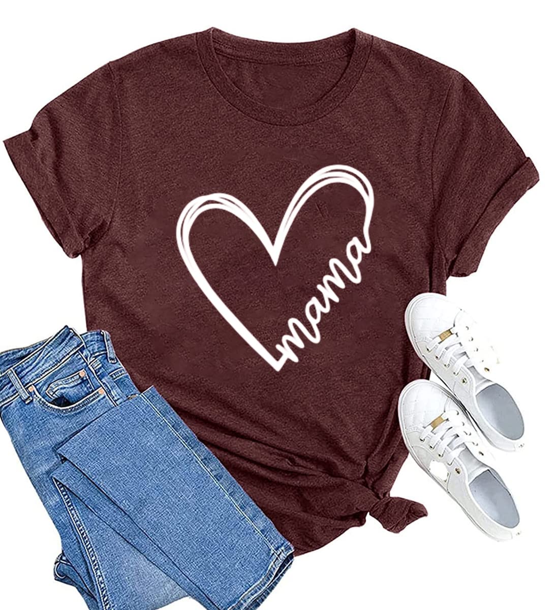 OvazlyMama Graphic Shirts for Women Mothers Day Mama Mommy Mom Bruh T Shirts Casual Tops Tee Gifts