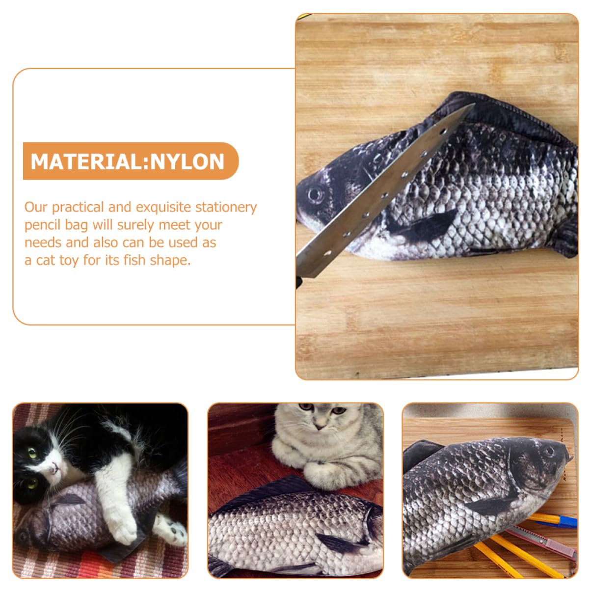 Operitacx 8pièces Trousse à Crayons Forme De Poisson Étui à Stylo Amusant Capacité Sac De Rangement Créatif pour Jouet pour Chats Lot