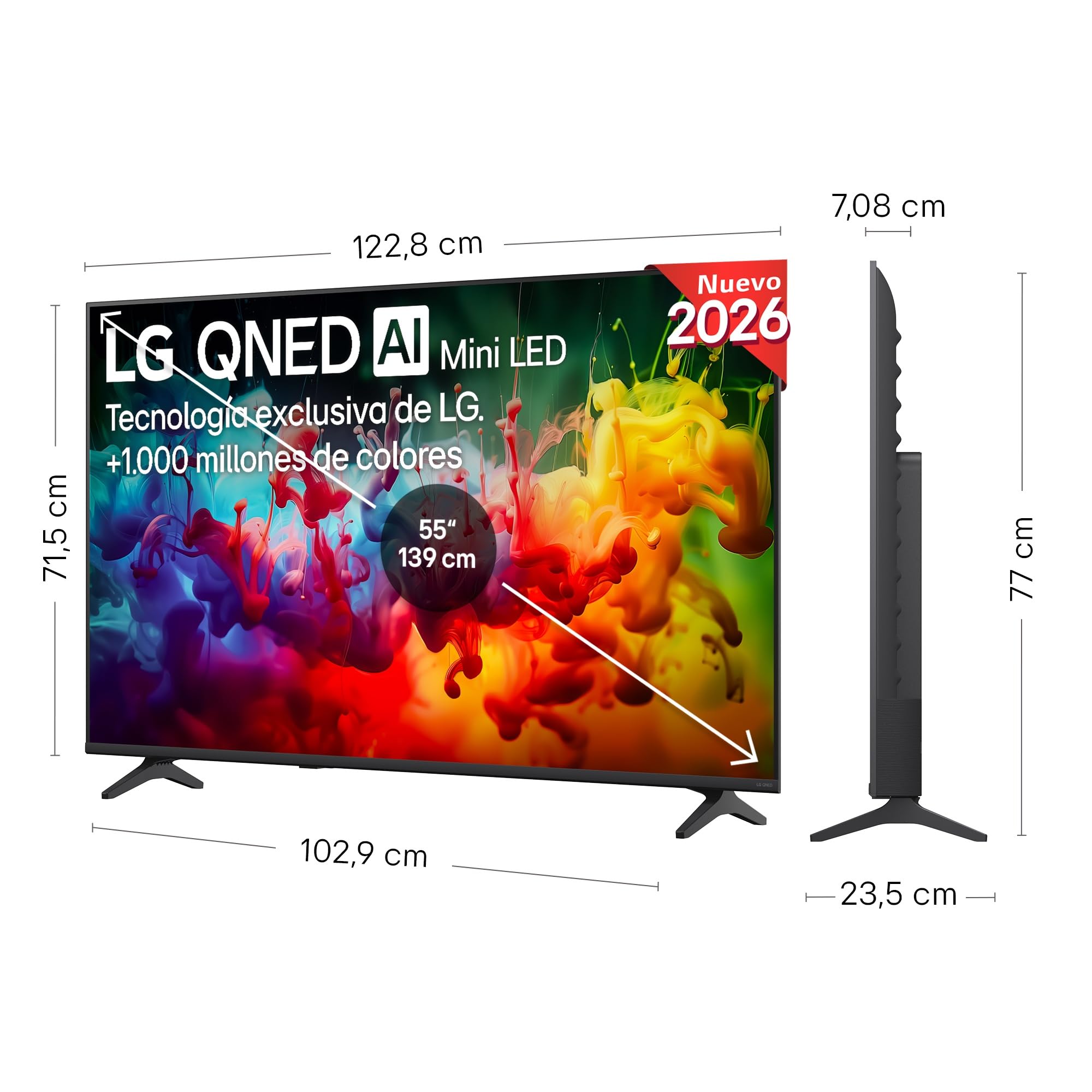 LG 55QNED70B6C - Smart TV QNED MiniLED AI 55" 4K Sin Reflejos 94%, 2026