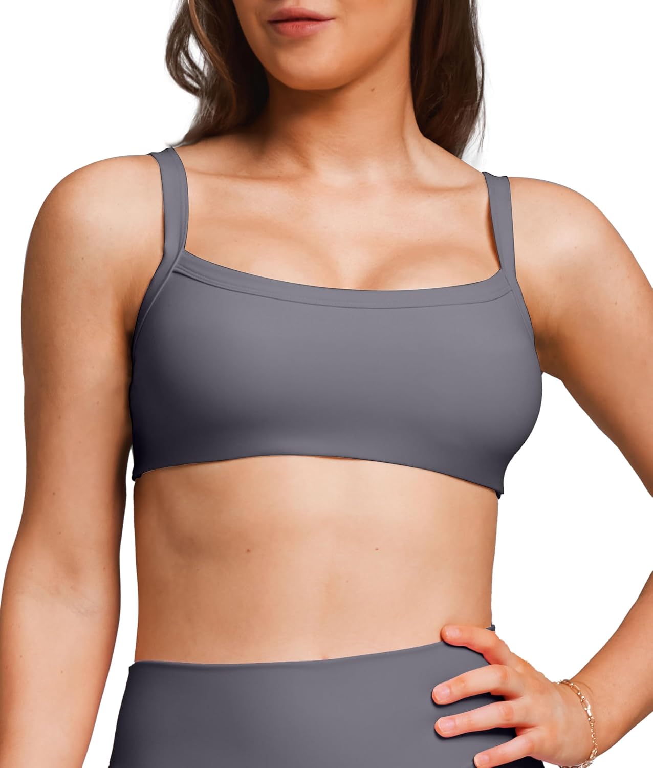 Women’s Double Spaghetti Straps Sports Bras High Support Moisture Wicking Athletic Bras for Gym Running Hiking