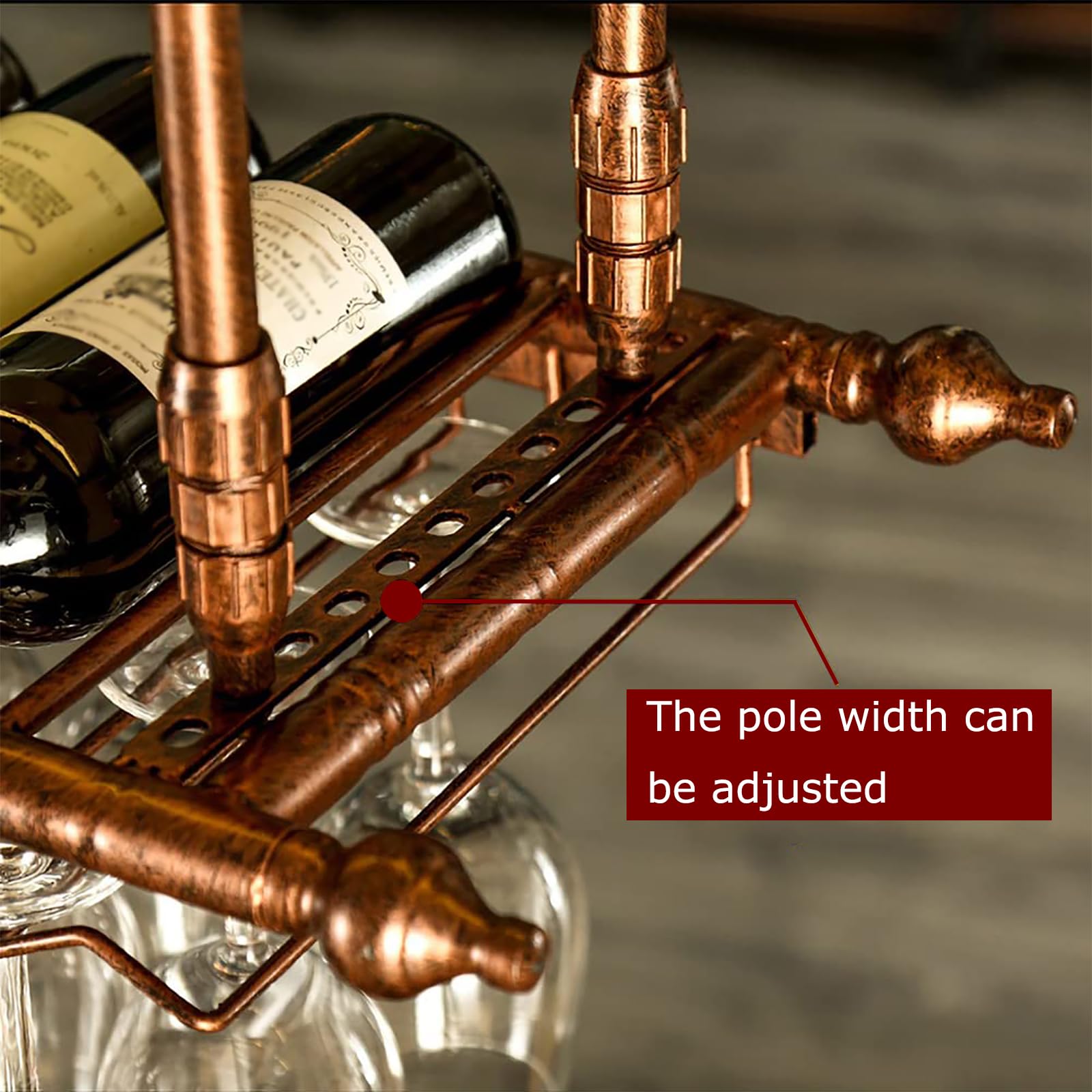 Soportes para Copas Colgante, Altura Ajustable Techo Botellero, Metal Porta Bottiglie da Vino Soporte de Copas Sostenedor para Barra Bar/Club/Armarios para Vino (BK, 120 * 30cm)