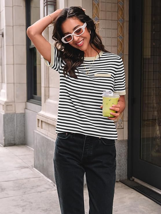 Spring Outfit Inspo: Striped Short Sleeve Sweater