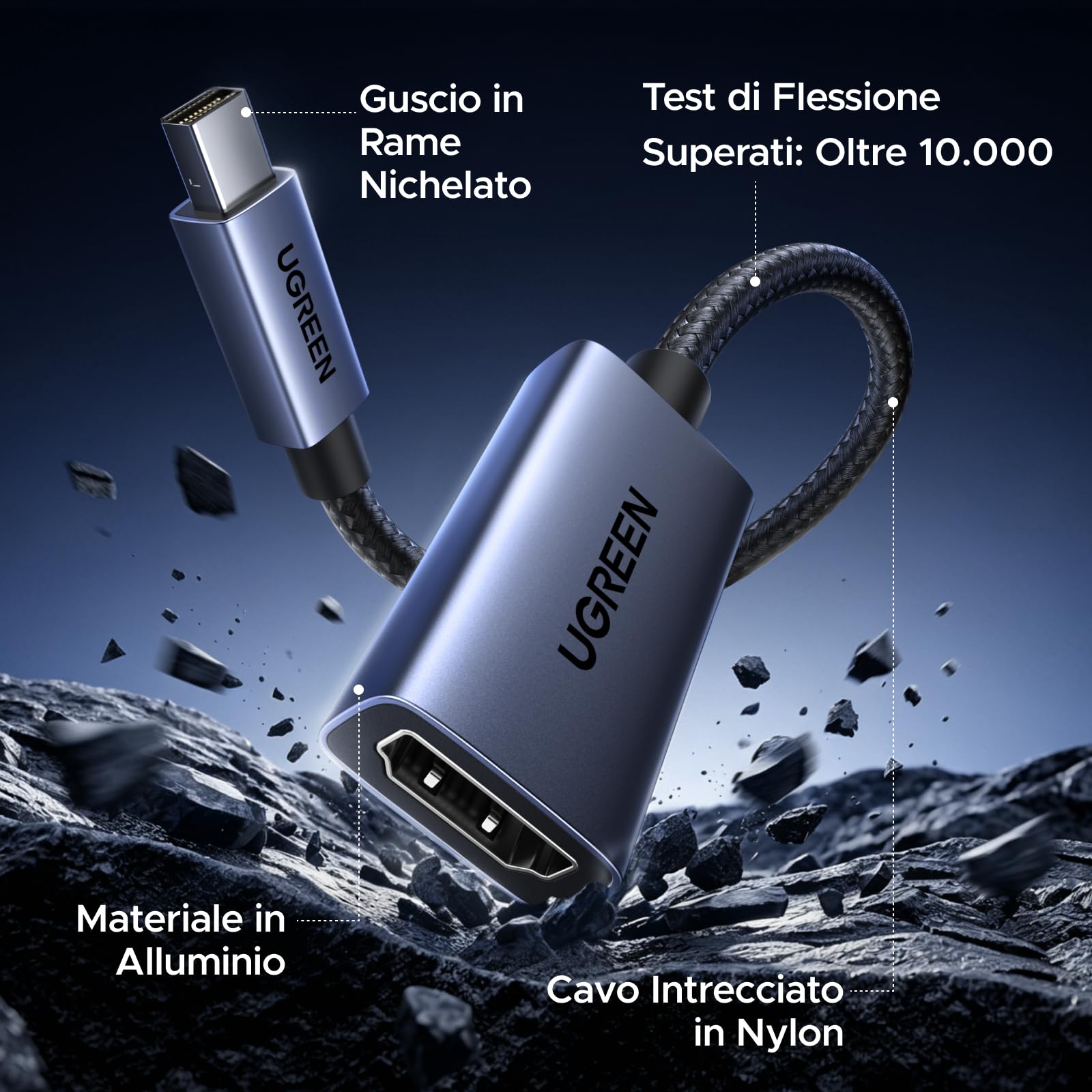UGREEN Adattatore 4K 30Hz da Mini DisplayPort a HDMI Thunderbolt 1/2 Unidirezionale Convertitore da Mini DP a HDMI 2K 60Hz 1080P 120Hz compatibile con Mac Mini MacBook Air Pro monitor HDTV (1 Pezzo)