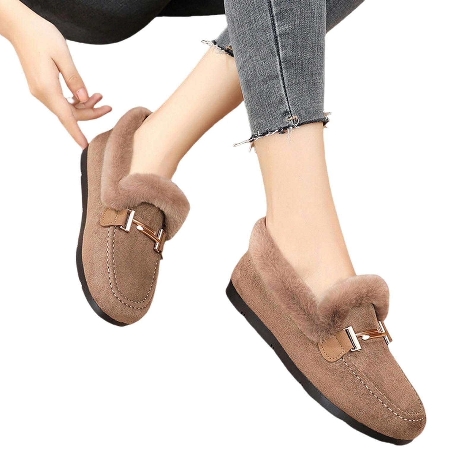 Pantofole con fascia incrociata pelosa, comode pantofole da casa