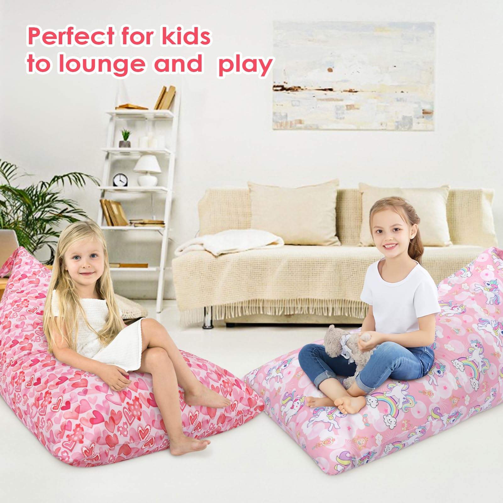 Pouf De Rangement Licorne Pour Enfants – Housse Sans Remplissage, 134x88cm, 2 En 1 (sac Et Chaise)