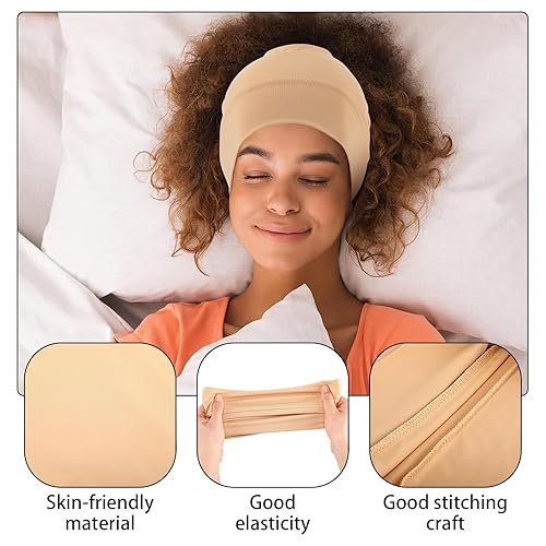 Miniatura 8 de 4 piezas de satén para la cabeza, con forro de satén, gorro para dormir de noche, gorro para dormir de noche para cabello rizado y encrespado