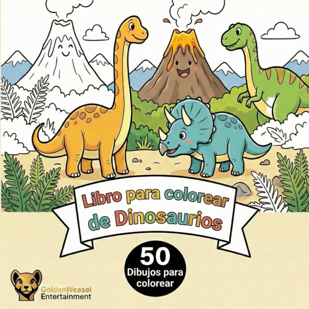 El gran libro de colorear dinosaurios para niños a partir de 2 años:: con 50 motivos gigantes (Formato cuadrado)