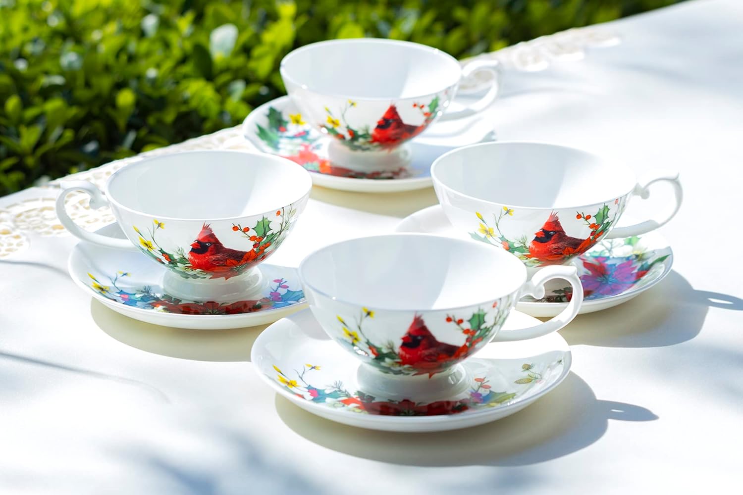 Cardinal Poinsettia Bone China Cup and Saucer
