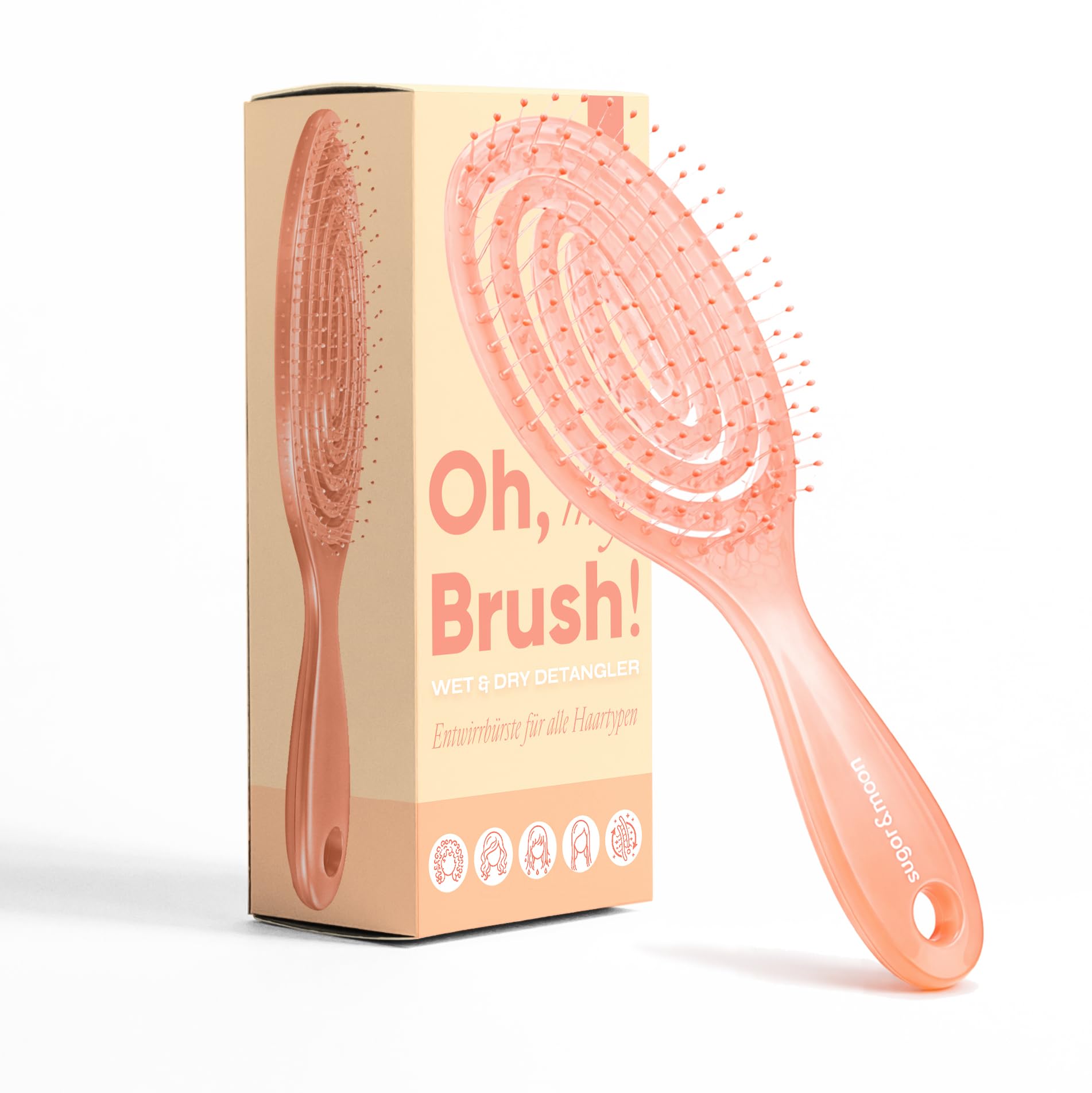 Oh my brush! Candy Jelly Series • Haarbürste ohne Ziepen - Detangler Bürste auch für Locken & Lange Haare - Entwirrbürste Haarbürsten (Sunset Blush)