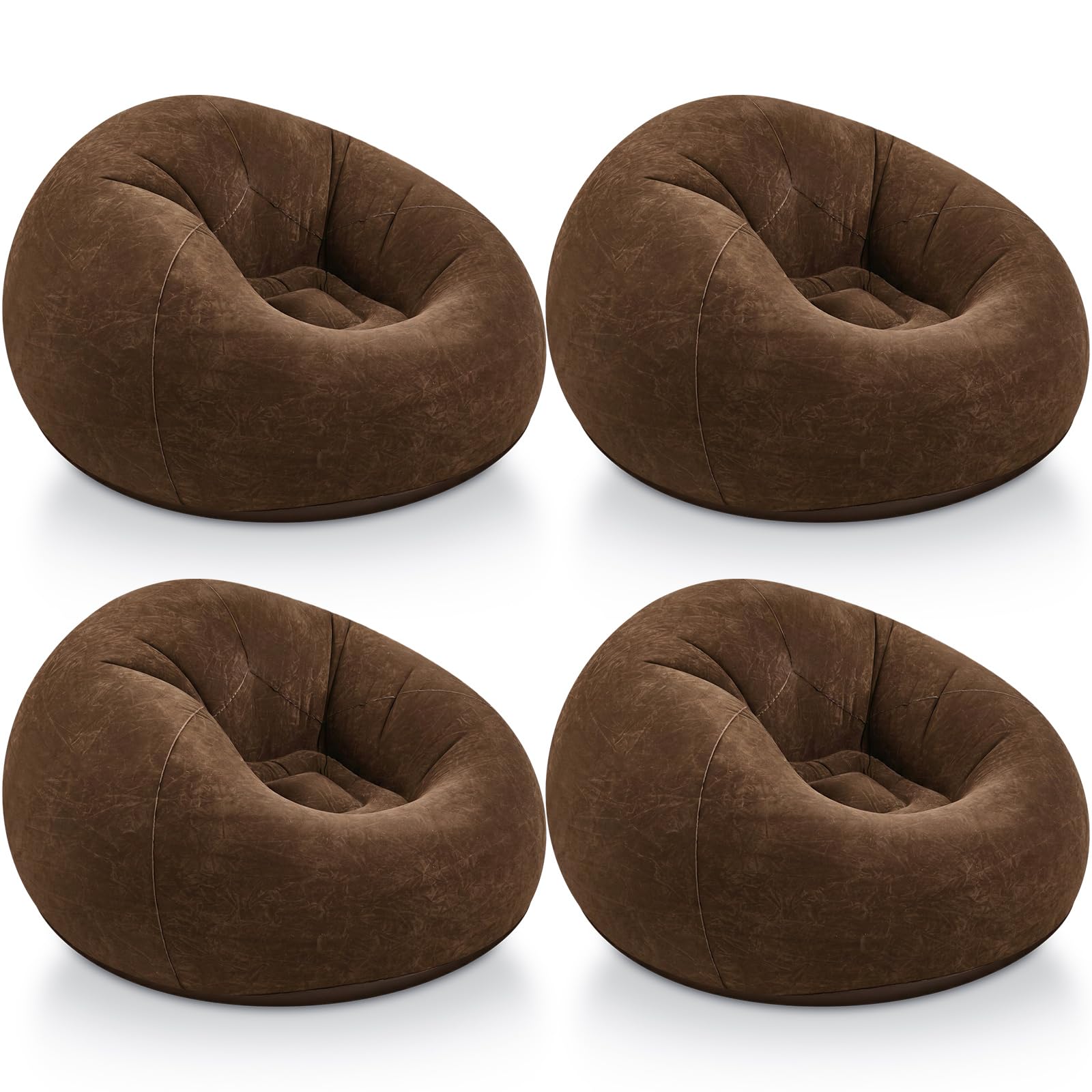 Realspring Inflatable Bean Bag Chairs,Dark Coffee,4 Pcs