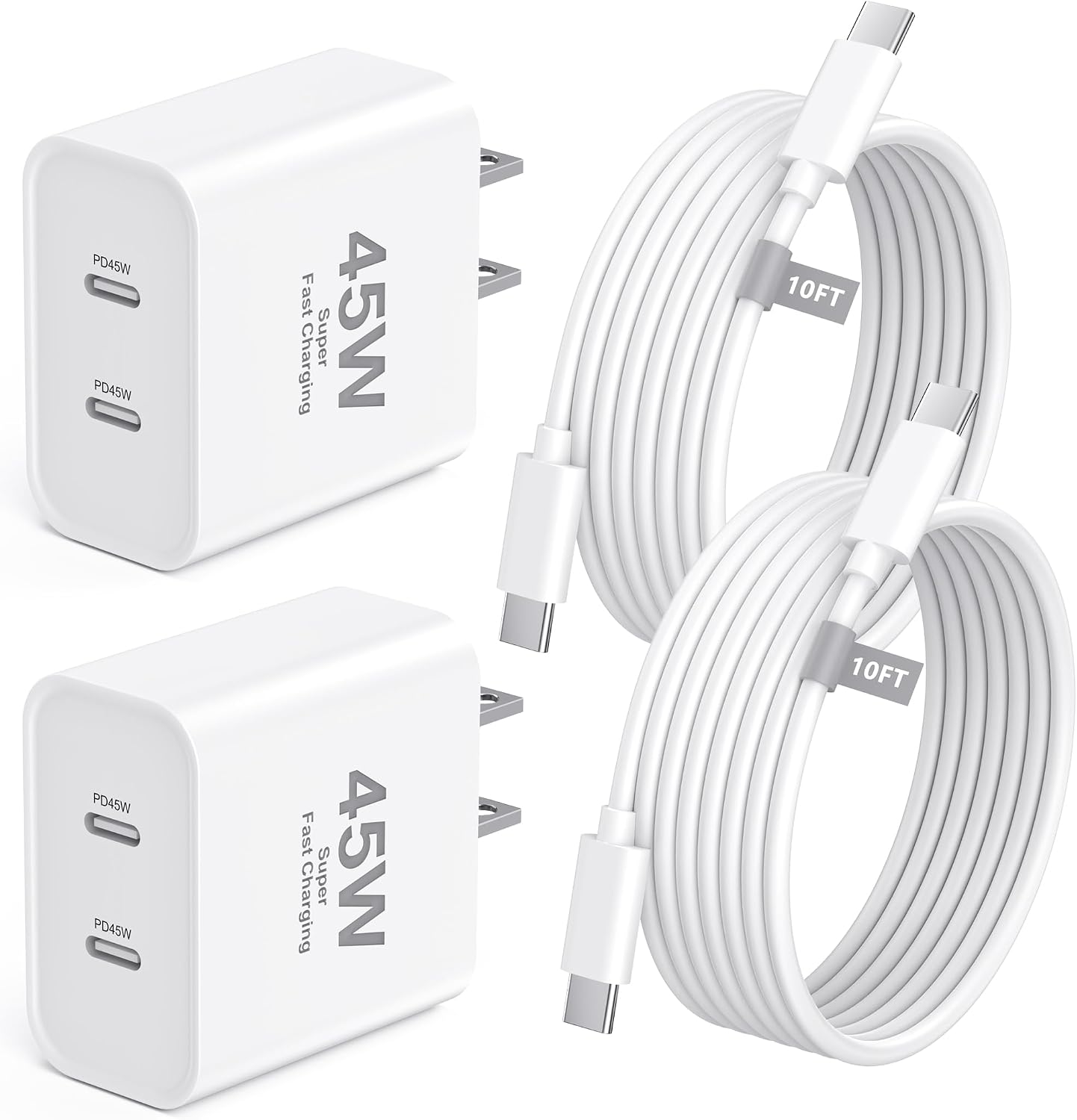 iPhone 18 Pro Max Charger Fast Charging 10FT, 45W Dual USB C Charger & Cord | for iPhone