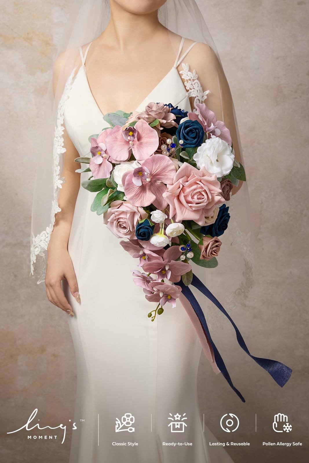 Bouquet da sposa blu, fiori da matrimonio, fiori da sposa, bouquet di peonie, eucalipto, matrimonio all'aperto, matrimonio all'estero, bouquet di fiori di seta - Italia