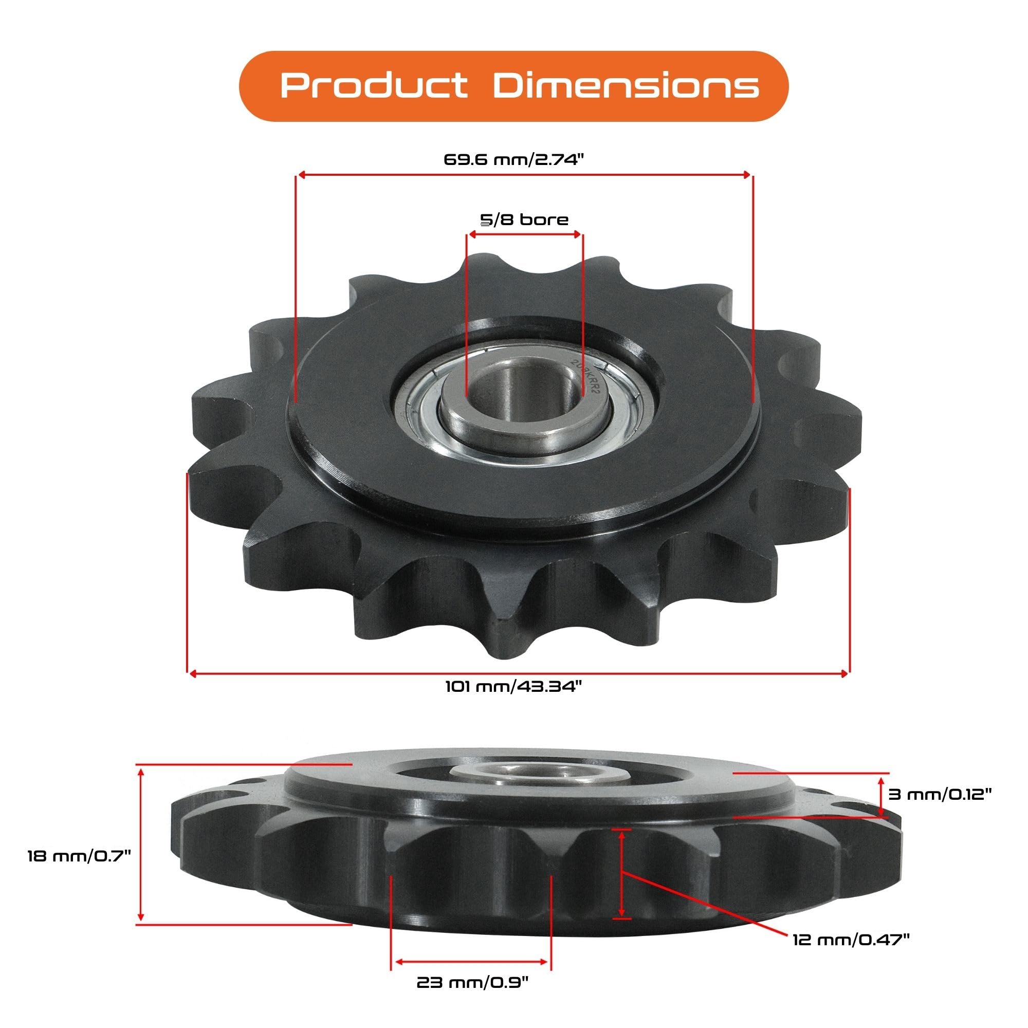 CHR #60 Roller Chain Sprocket,15 Tooth, 3/4" Pitch, 5/8" Bore, 1.574" Keyway, Carbon Steel, B-Type Hub, 3.98" OD - ISO 9001-2000 Certified — Amazon image 2
