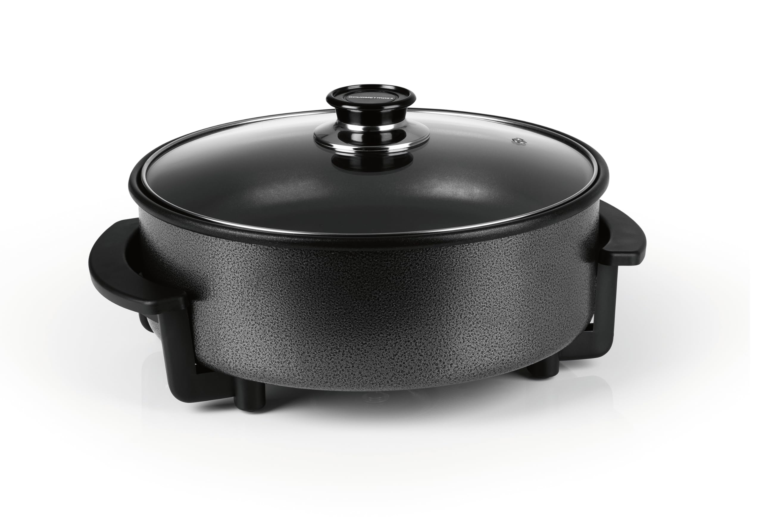 Poêle de fête électrique avec couvercle en verre revêtement antiadhésif noir - 1500W