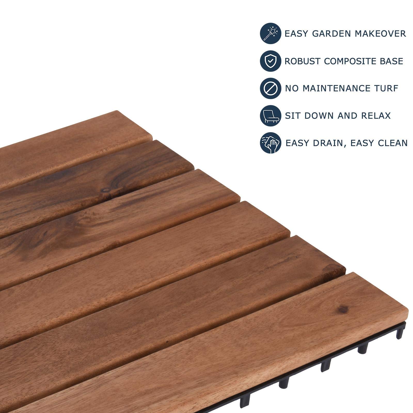 idooka Garden Interlocking Floor Tiles 9 Pack Astro Turf Artificial