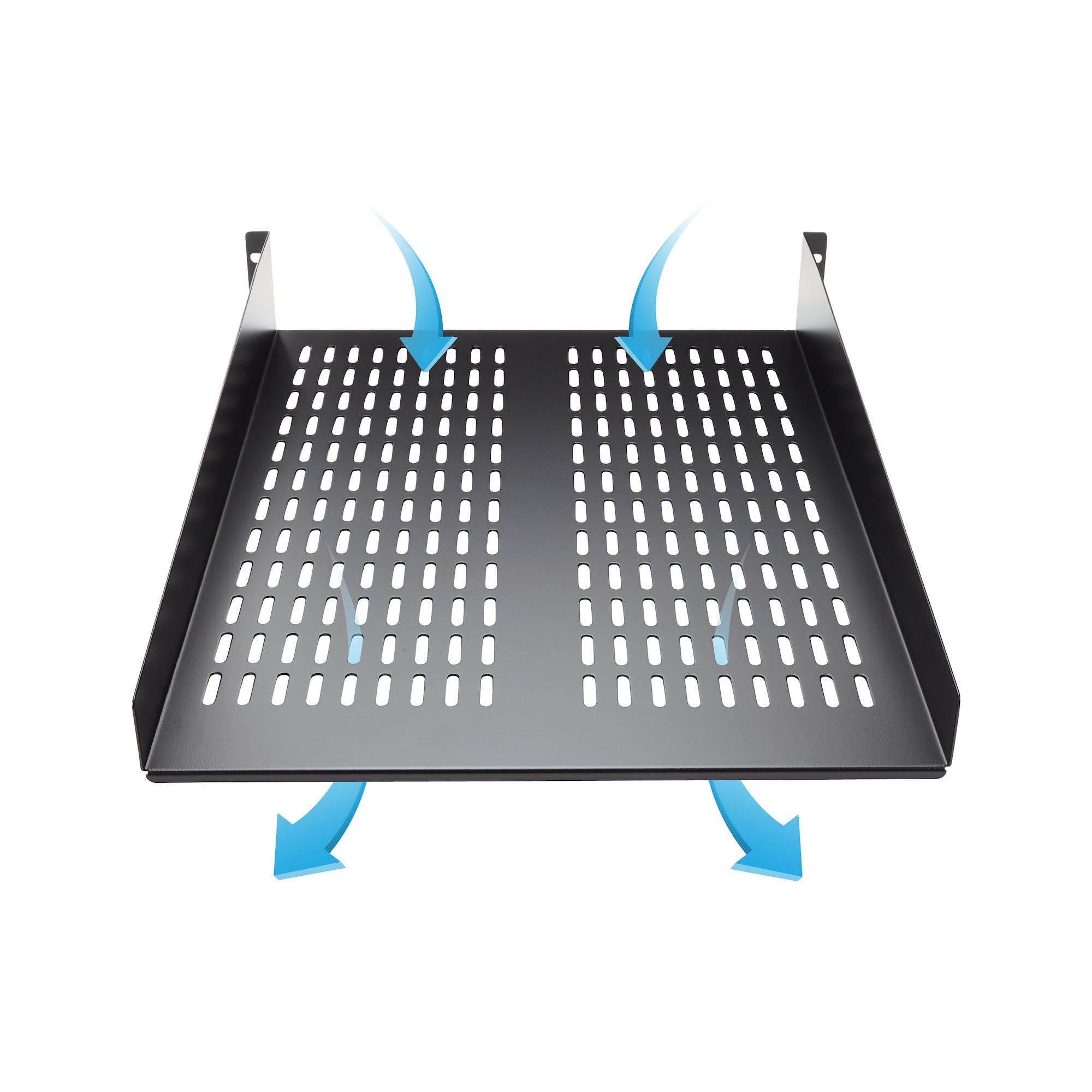 'StarTech. com Ripiano per armadio server rack universale montaggio 2U 22 in profondità fissa – 22 kg – Accessorio per rack (Nero, 22,6 kg, 55,88 cm (22), 48,27 cm, 56 cm, 8,8 cm