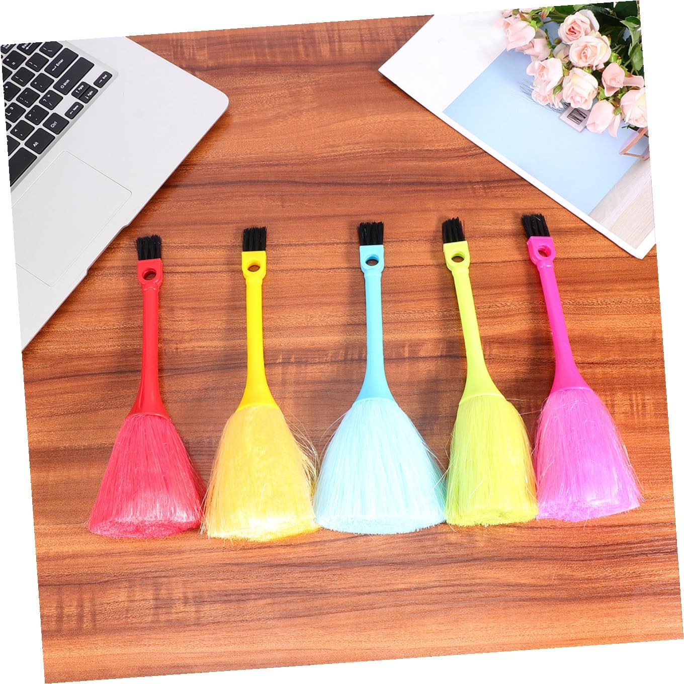 Hemoton 5pcs Multifunctional Keyboard Cleaning Brush Detail Brush for Lightweight Double-end Design for Keyboard Air Conditioning and Shutter Cleaning Yellow Green Rosy Red