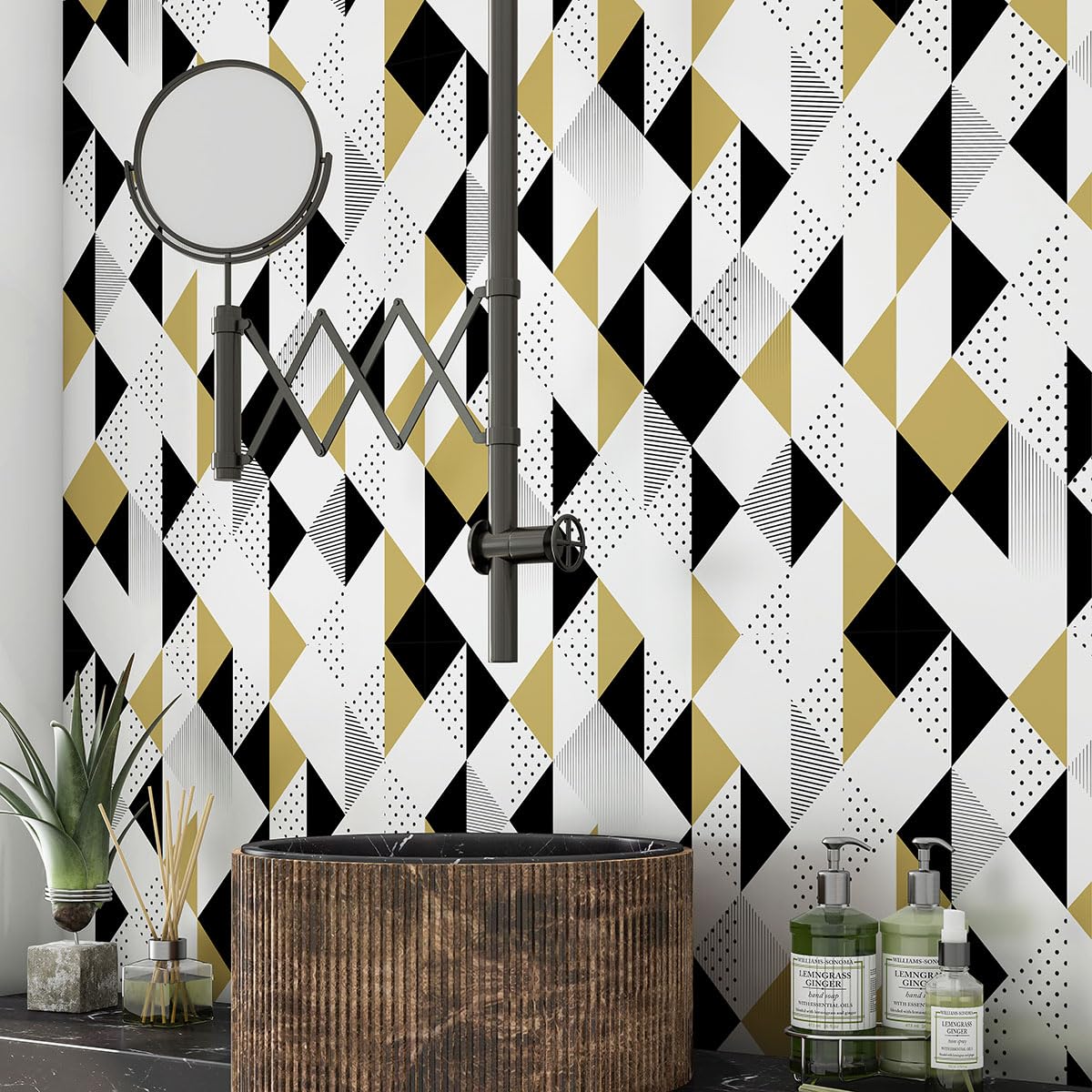 Lumalea Adesivo da bagno con motivo geometrico 3617689815800, adesivo + protezione opaca, 90 x 90 cm