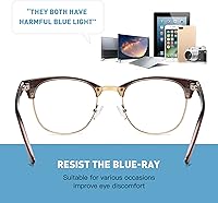 Vista 137 de Lentes Aomaste con bloqueo de luz azul, retro, con semi montura, UV400, lentes transparentes para computadora, unisex