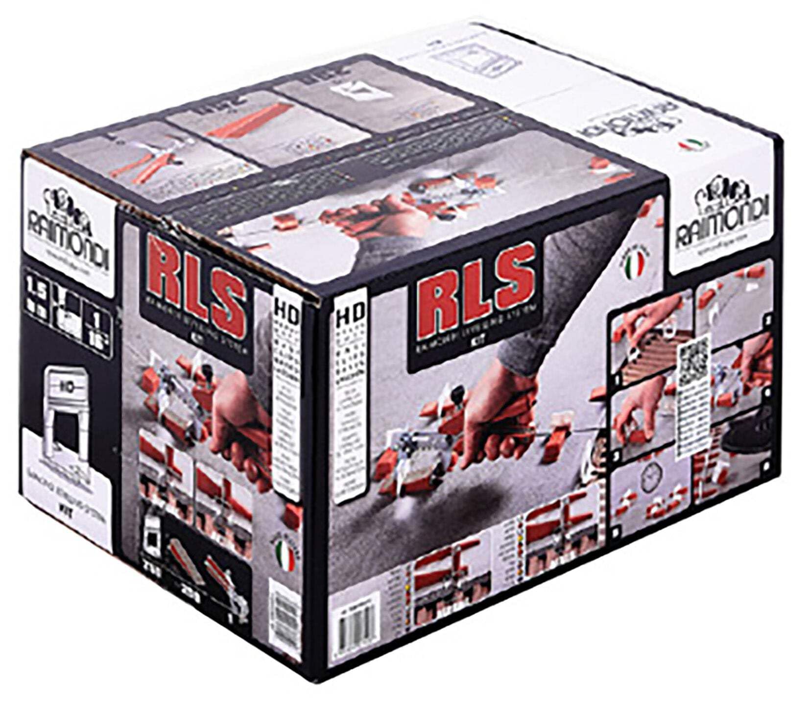 Raimondi Levelling System RLS R.L.S. Kit Scatolo HD Composto da 250 Basi Distanziatori Auto Livellante Fuga 1,5 mm Mattonelle Spessore 3-12 mm 250 Cunei 1 Pinza per Applicare Piastrelle a Pavimento
