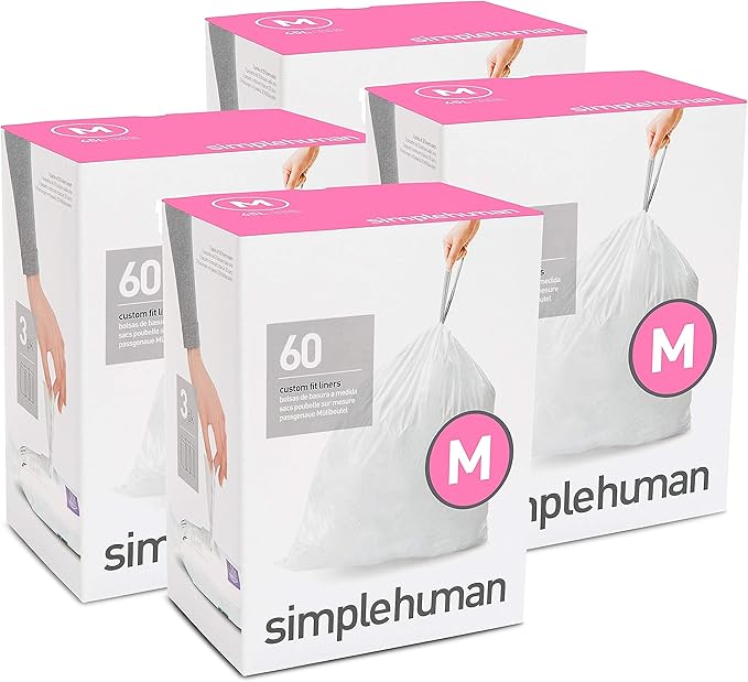 simplehuman Code M Custom Fit Drawstring Trash Bags, 45 Liter/12 Gallon